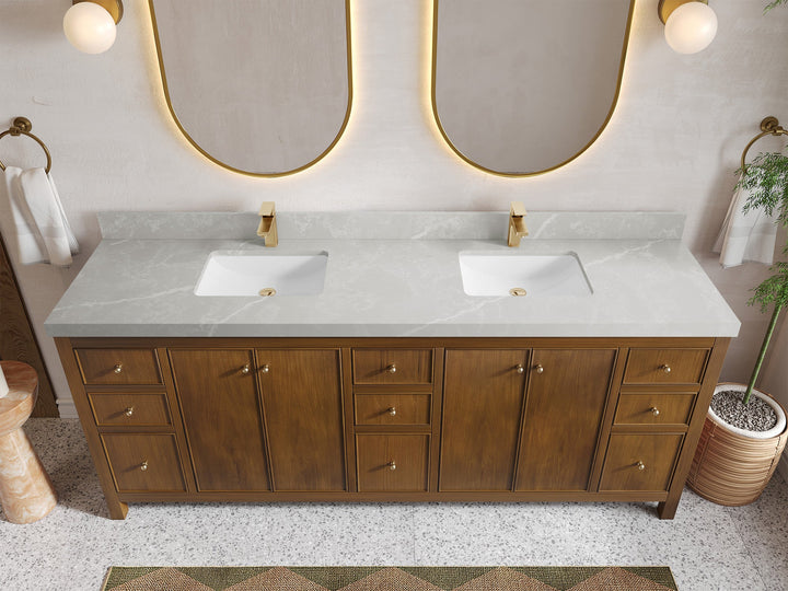 Chicago Teak 84 in. W x 22 in. D Double Sink Bathroom Vanity - photo 30