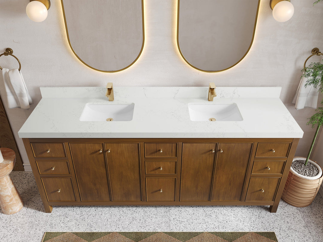 Chicago Teak 84 in. W x 22 in. D Double Sink Bathroom Vanity - Willow Bath and Vanity