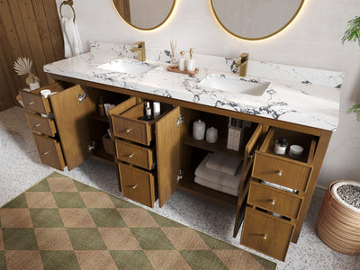 Chicago Teak 84 in. W x 22 in. D Double Sink Bathroom Vanity - Willow Bath and Vanity