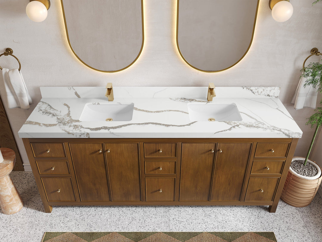 Chicago Teak 84 in. W x 22 in. D Double Sink Bathroom Vanity - Willow Bath and Vanity