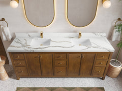 Chicago Teak 84 in. W x 22 in. D Double Sink Bathroom Vanity - photo 14