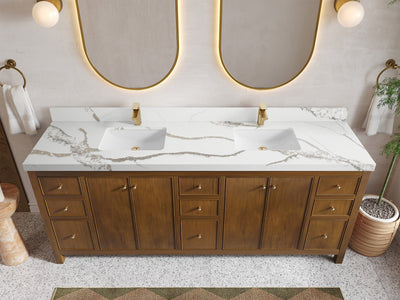 Chicago Teak 84 in. W x 22 in. D Double Sink Bathroom Vanity - Willow Bath and Vanity