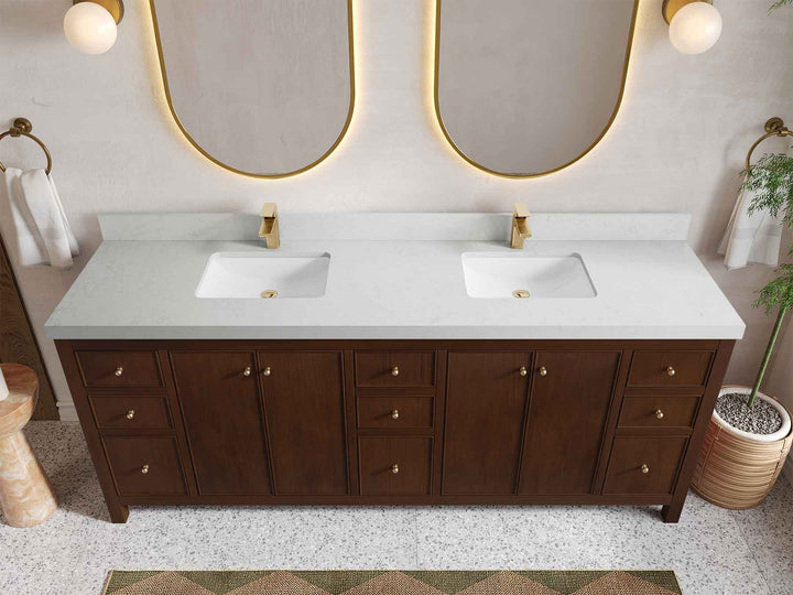 Chicago Teak 84 in. W x 22 in. D Double Sink Bathroom Vanity - photo 9