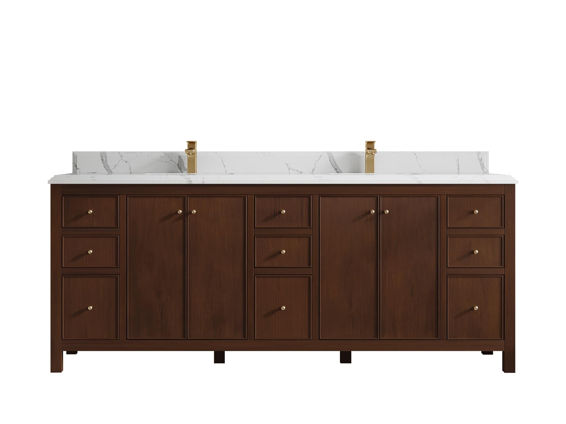 Chicago Teak 84 in. W x 22 in. D Double Sink Bathroom Vanity (Walnut) - Willow Bath and Vanity