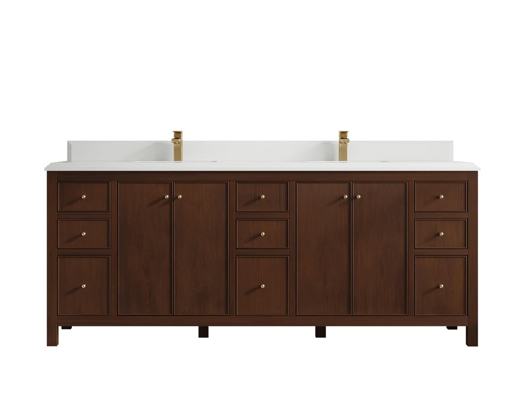 Chicago Teak 84 in. W x 22 in. D Double Sink Bathroom Vanity (Walnut) - Willow Bath and Vanity