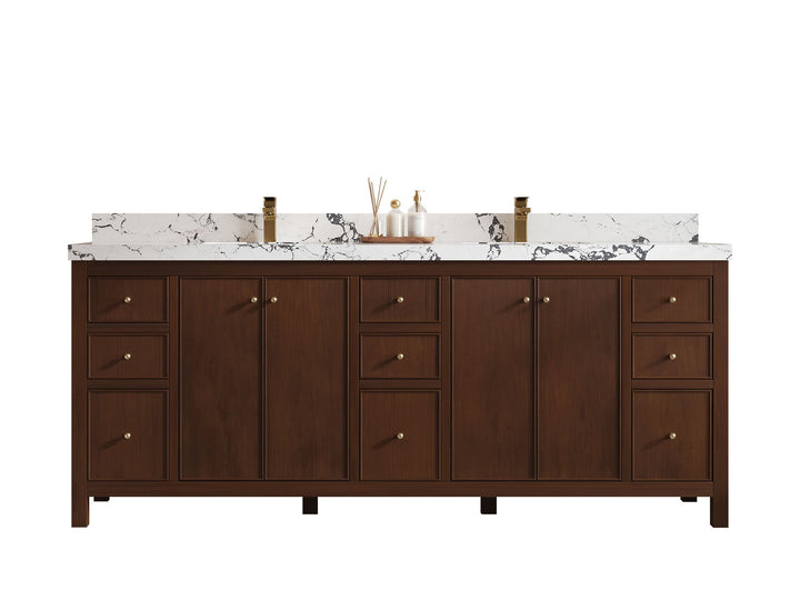 Chicago Teak 84 in. W x 22 in. D Double Sink Bathroom Vanity - photo 1