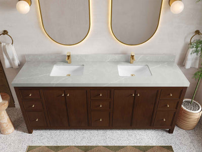 Chicago Teak 84 in. W x 22 in. D Double Sink Bathroom Vanity (Walnut) - Willow Bath and Vanity