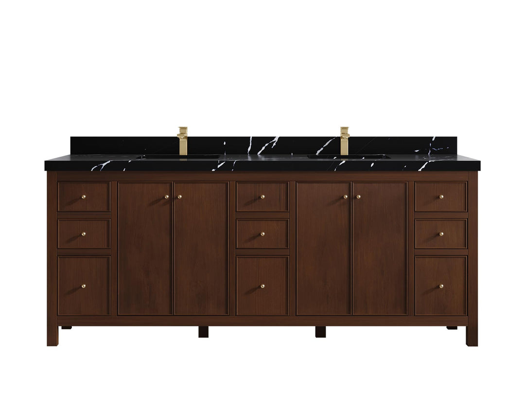 Chicago Teak 84 in. W x 22 in. D Double Sink Bathroom Vanity (Walnut) - Willow Bath and Vanity