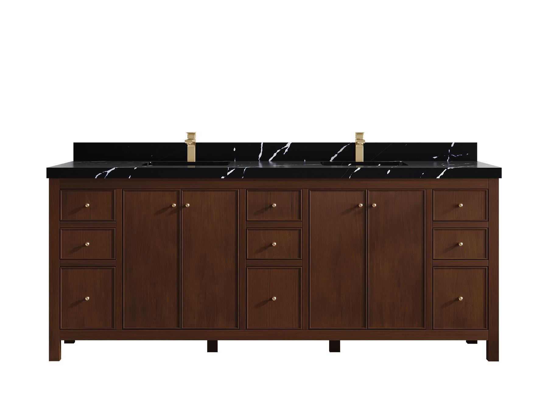 Chicago Teak 84 in. W x 22 in. D Double Sink Bathroom Vanity (Walnut) - Willow Bath and Vanity