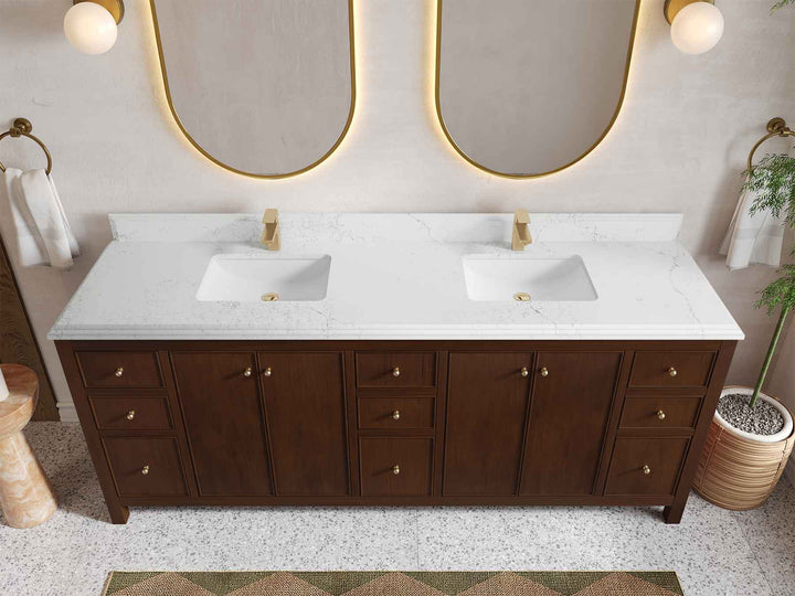 Chicago Teak 84 in. W x 22 in. D Double Sink Bathroom Vanity - photo 25