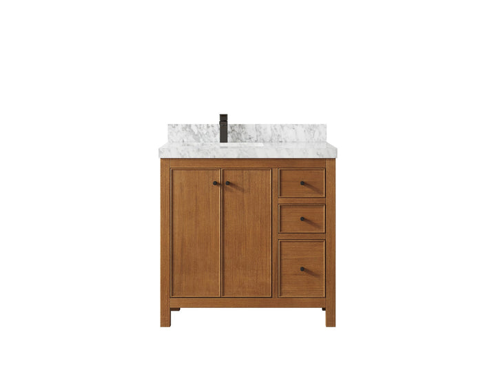 Chicago Veneer Teak 36 in. W x 22 in. D Left Offset Sink Bathroom Vanity - photo 1