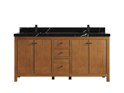 Chicago Veneer Teak 72 in. W x 22 in. D Double Sink Bathroom Vanity - Willow Bath and Vanity