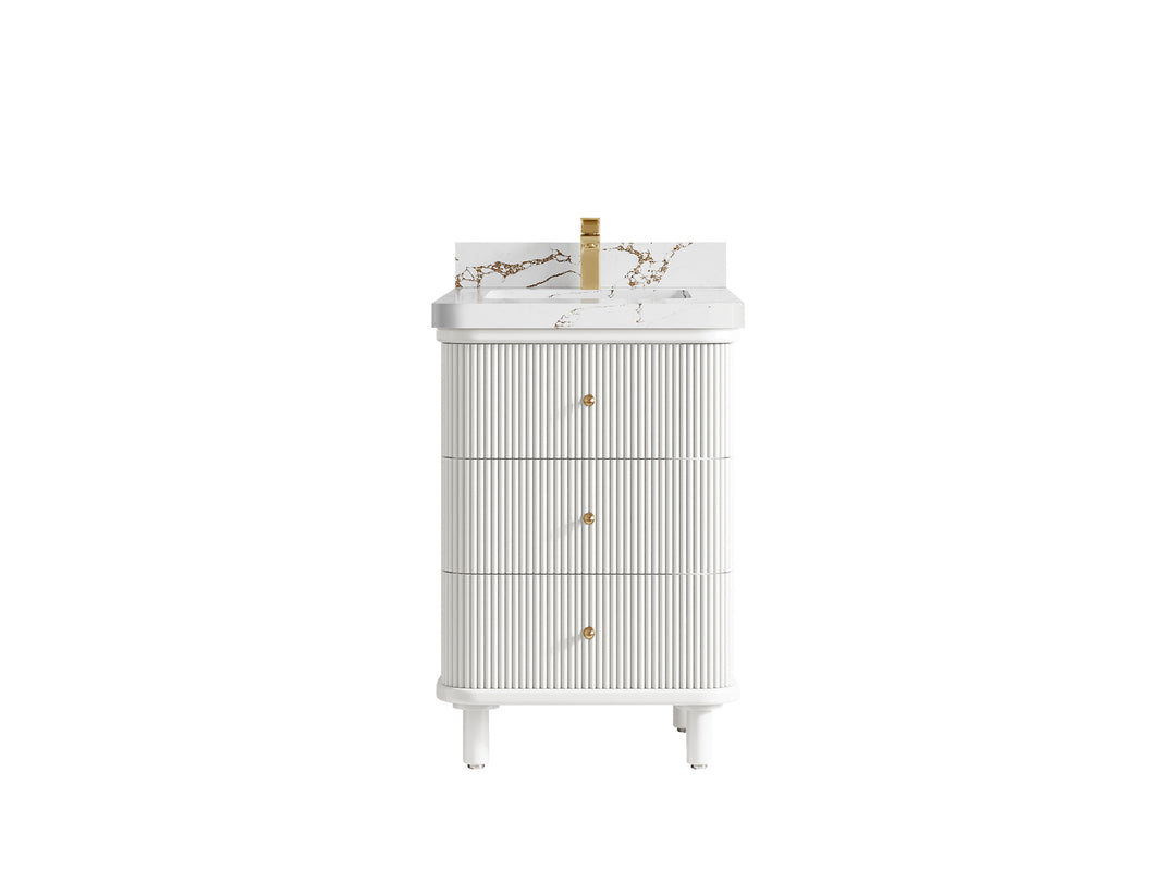 Miami 24 in. W x 22 in. D Single Sink Bathroom Vanity in White with Countertop - Clear View