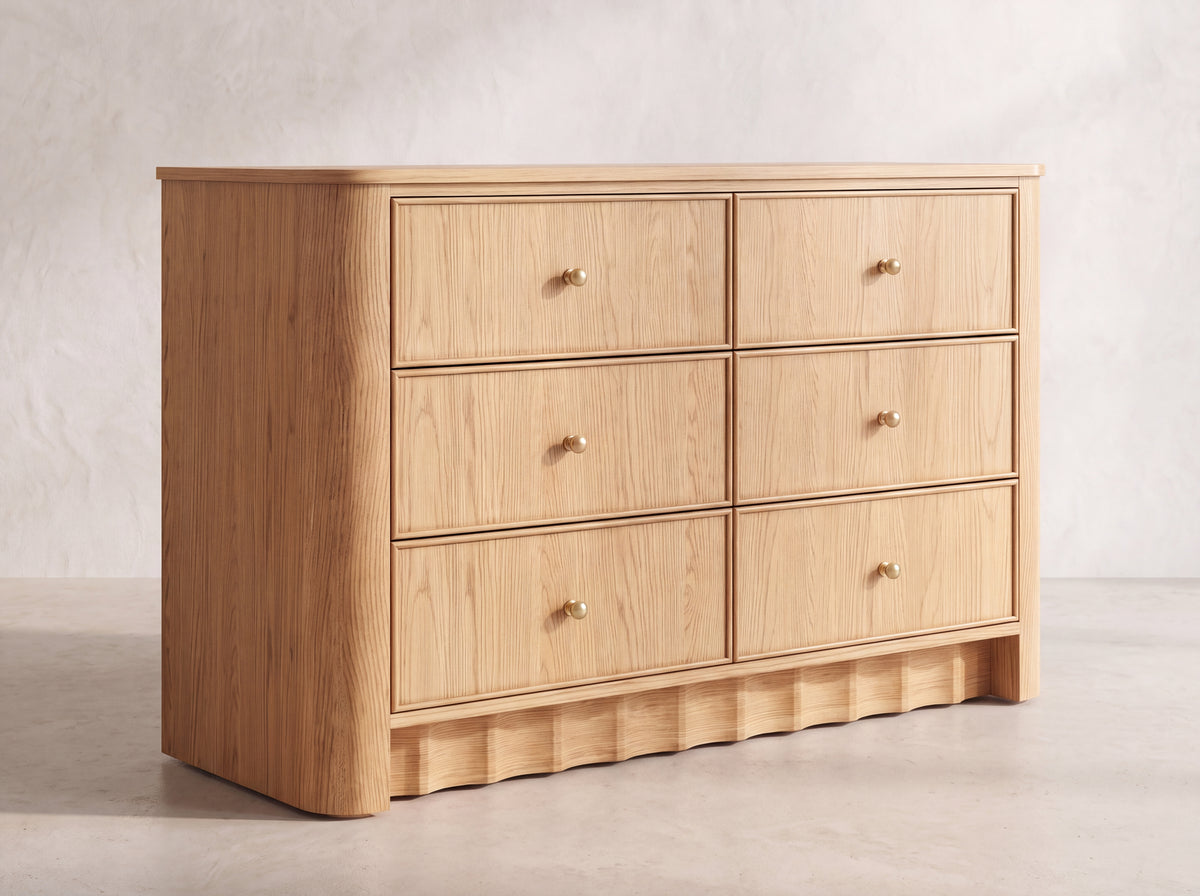 Orlando 50-Inch Dresser in Nordic White Oak — Left-side studio view. Render for selection.
