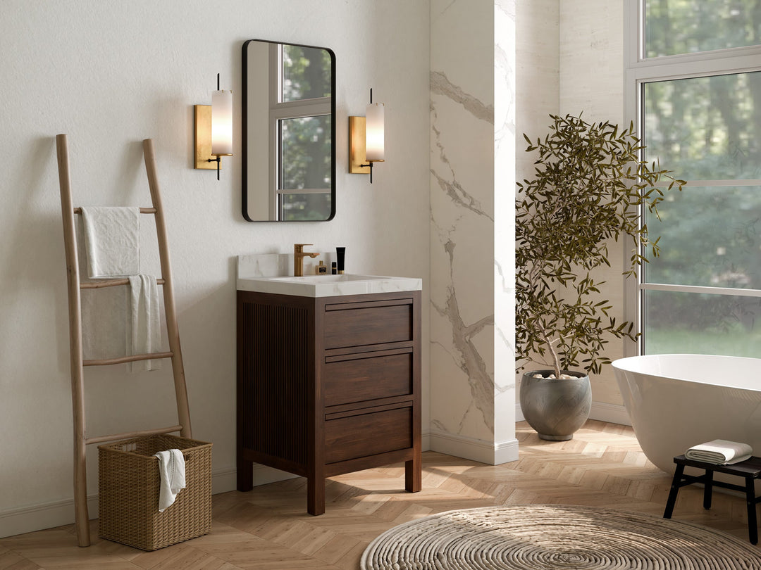 Elizabeth Teak Wood 24 in. W x 22 in. D Single Sink Bathroom Vanity - Willow Bath and Vanity
