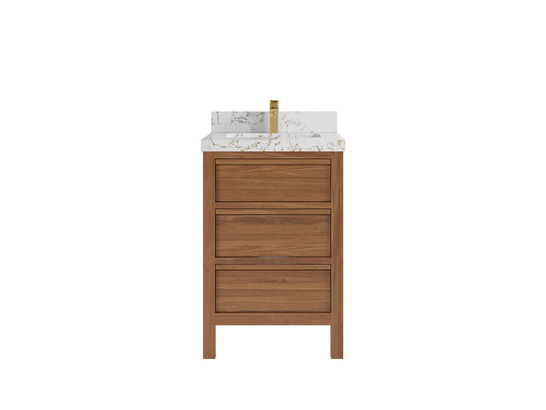 Elizabeth Teak Wood 24 in. W x 22 in. D Single Sink Bathroom Vanity - Willow Bath and Vanity