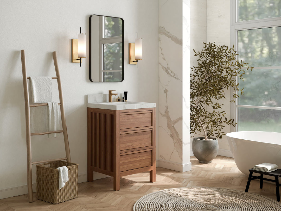 Elizabeth Teak Wood 24 in. W x 22 in. D Single Sink Bathroom Vanity - Willow Bath and Vanity
