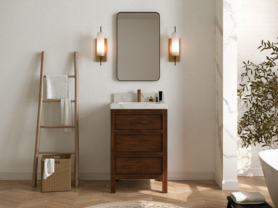 Elizabeth Teak Wood 24-inch bathroom vanity, front bathroom view