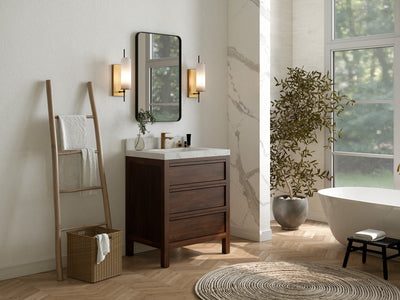 Elizabeth Teak Wood 30 in. W x 22 in. D Single Sink Bathroom Vanity - Willow Bath and Vanity