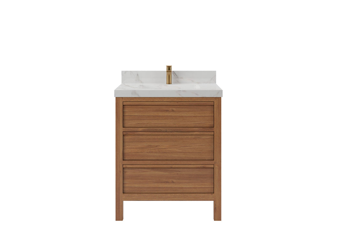 Elizabeth Teak Wood 30 in. W x 22 in. D Single Sink Bathroom Vanity - Willow Bath and Vanity