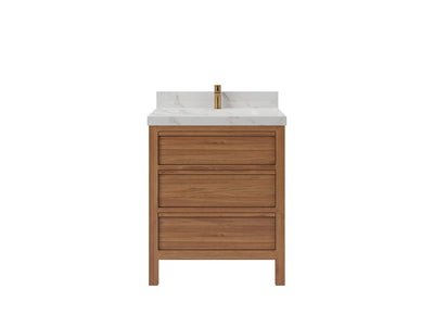 Elizabeth Teak Wood 30 in. W x 22 in. D Single Sink Bathroom Vanity - Willow Bath and Vanity