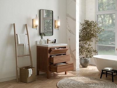 Elizabeth Teak Wood 30 in. W x 22 in. D Single Sink Bathroom Vanity - Willow Bath and Vanity
