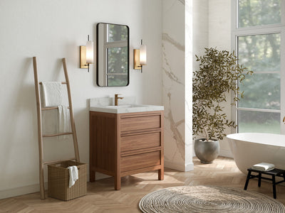 Elizabeth Teak Wood 30 in. W x 22 in. D Single Sink Bathroom Vanity - Willow Bath and Vanity