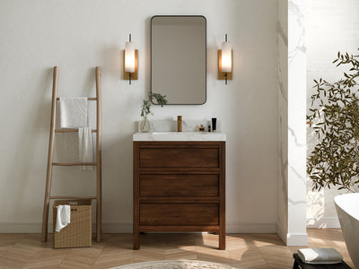 Elizabeth Teak Wood 30 in. W x 22 in. D Single Sink Bathroom Vanity - Willow Bath and Vanity