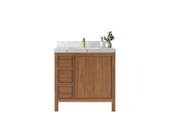 Elizabeth Teak Wood 36 in. W x 22 in. D Center Sink Bathroom Vanity - photo 1