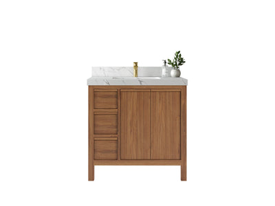 Elizabeth Teak Wood 36 in. W x 22 in. D Center Sink Bathroom Vanity - Willow Bath and Vanity