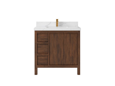Elizabeth Teak Wood 36 in. W x 22 in. D Center Sink Bathroom Vanity - Willow Bath and Vanity