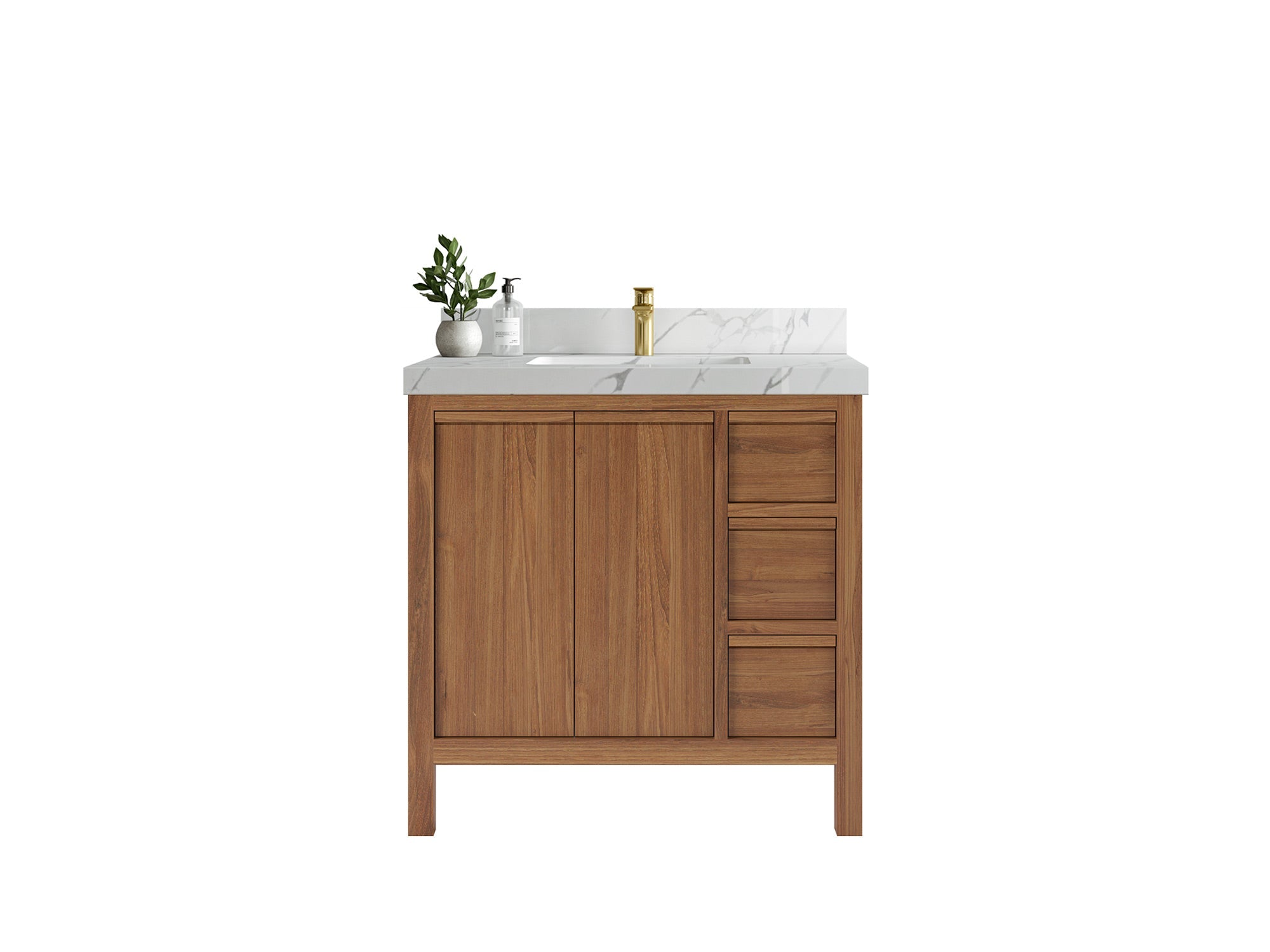 Elizabeth Teak Wood 36 in. W x 22 in. D Center Sink Bathroom Vanity - Willow Bath and Vanity