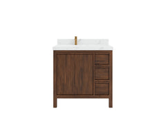 Elizabeth Teak Wood 36 in. W x 22 in. D Left Offset Sink Bathroom Vanity - photo 1