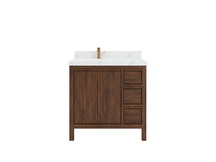 Elizabeth Teak Wood 36 in. W x 22 in. D Left Offset Sink Bathroom Vanity - photo 1