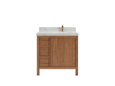Elizabeth Teak Wood 36 in. W x 22 in. D Right Offset Sink Bathroom Vanity - Willow Bath and Vanity