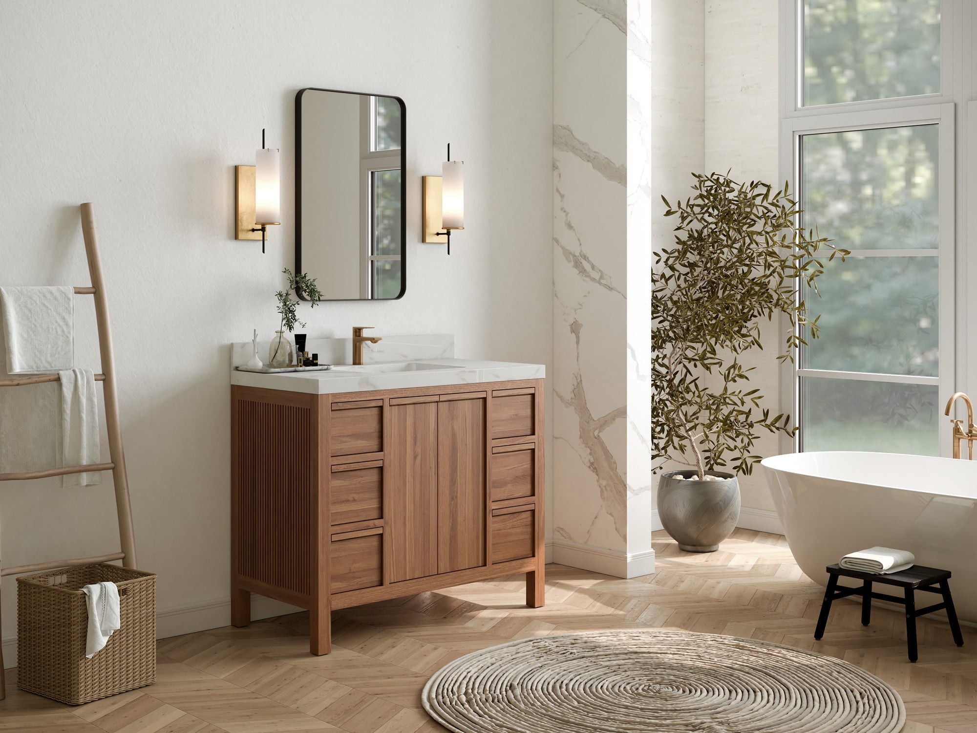 Elizabeth Teak Wood 42 in. W x 22 in. D Single Sink Bathroom Vanity - Willow Bath and Vanity