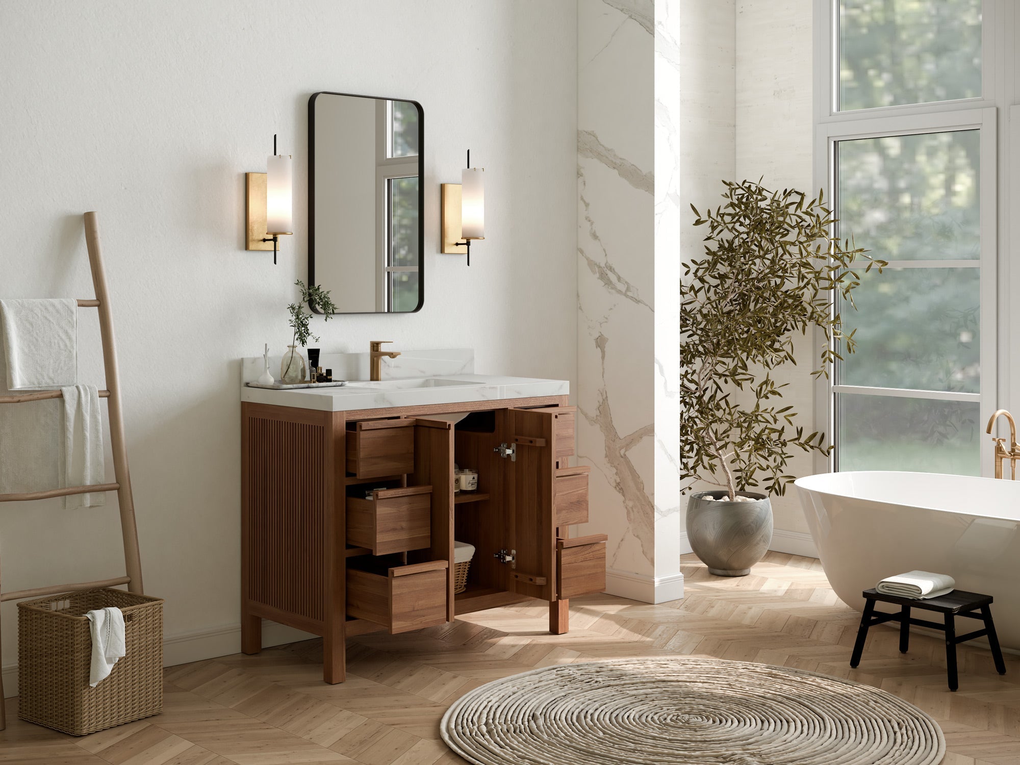 Elizabeth Teak Wood 42 in. W x 22 in. D Single Sink Bathroom