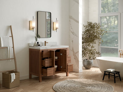 Elizabeth Teak Wood 42 in. W x 22 in. D Single Sink Bathroom Vanity - Willow Bath and Vanity