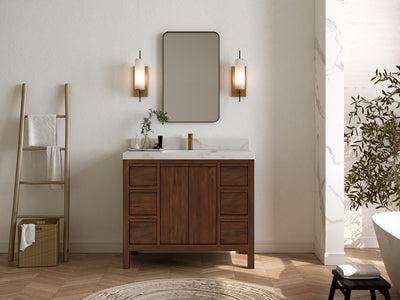 Elizabeth Teak Wood 42 in. W x 22 in. D Single Sink Bathroom Vanity - Willow Bath and Vanity