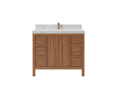 Elizabeth Teak Wood 42 in. W x 22 in. D Single Sink Bathroom Vanity - Willow Bath and Vanity