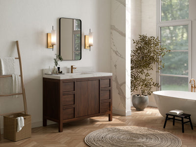 Elizabeth Teak Wood 48 in. W x 22 in. D Single Sink Bathroom Vanity - Willow Bath and Vanity