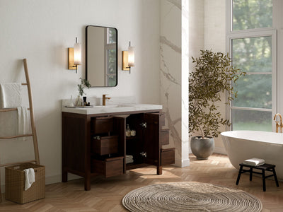 Elizabeth Teak Wood 48 in. W x 22 in. D Single Sink Bathroom Vanity - Willow Bath and Vanity