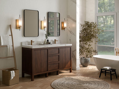 Elizabeth Teak Wood 60 in. W x 22 in. D Double Sink Bathroom Vanity - Willow Bath and Vanity