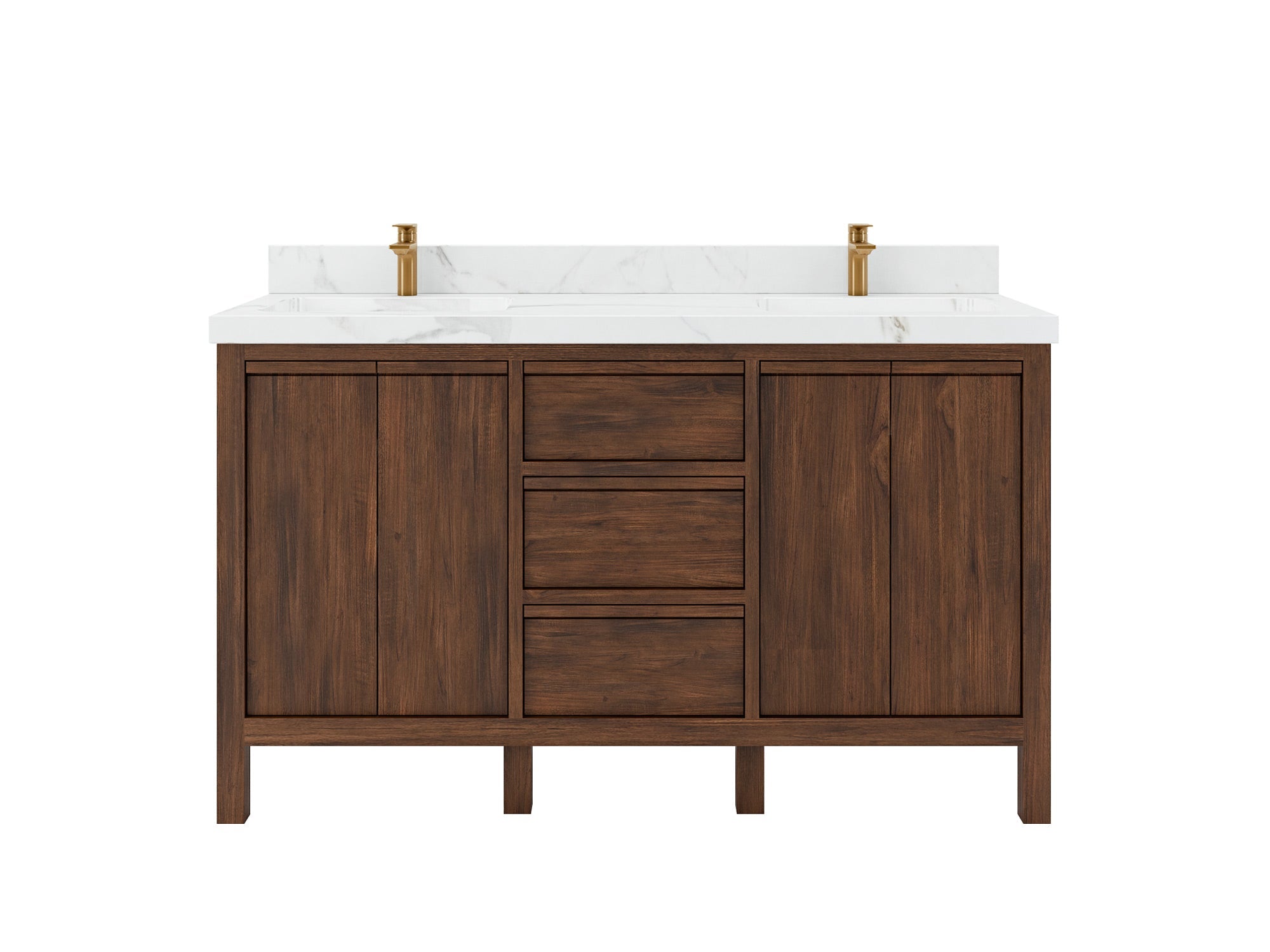 Elizabeth Teak Wood 60 in. W x 22 in. D Double Sink Bathroom Vanity - Willow Bath and Vanity