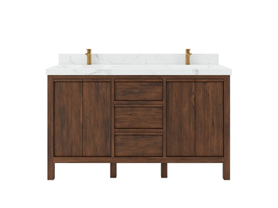 Elizabeth Teak Wood 60 in. W x 22 in. D Double Sink Bathroom Vanity - Willow Bath and Vanity