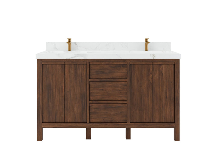 Elizabeth Teak Wood 60 in. W x 22 in. D Double Sink Bathroom Vanity - photo 1