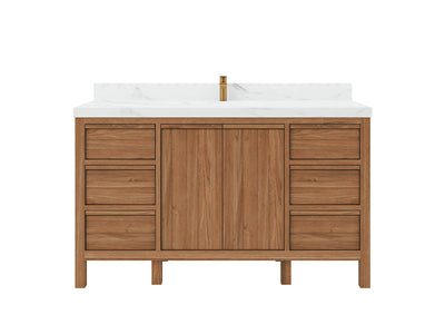 Elizabeth Teak Wood 60 in. W x 22 in. D Single Sink Bathroom Vanity - Willow Bath and Vanity