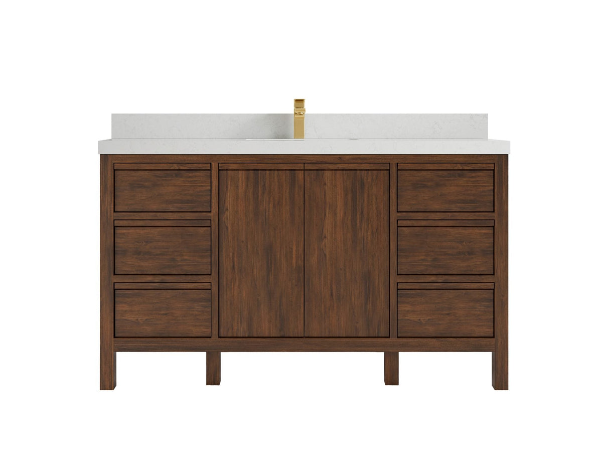 Elizabeth Teak Wood 60 in. W x 22 in. D Single Sink Bathroom Vanity - Willow Bath and Vanity