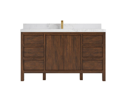 Elizabeth Teak Wood 60 in. W x 22 in. D Single Sink Bathroom Vanity - Willow Bath and Vanity