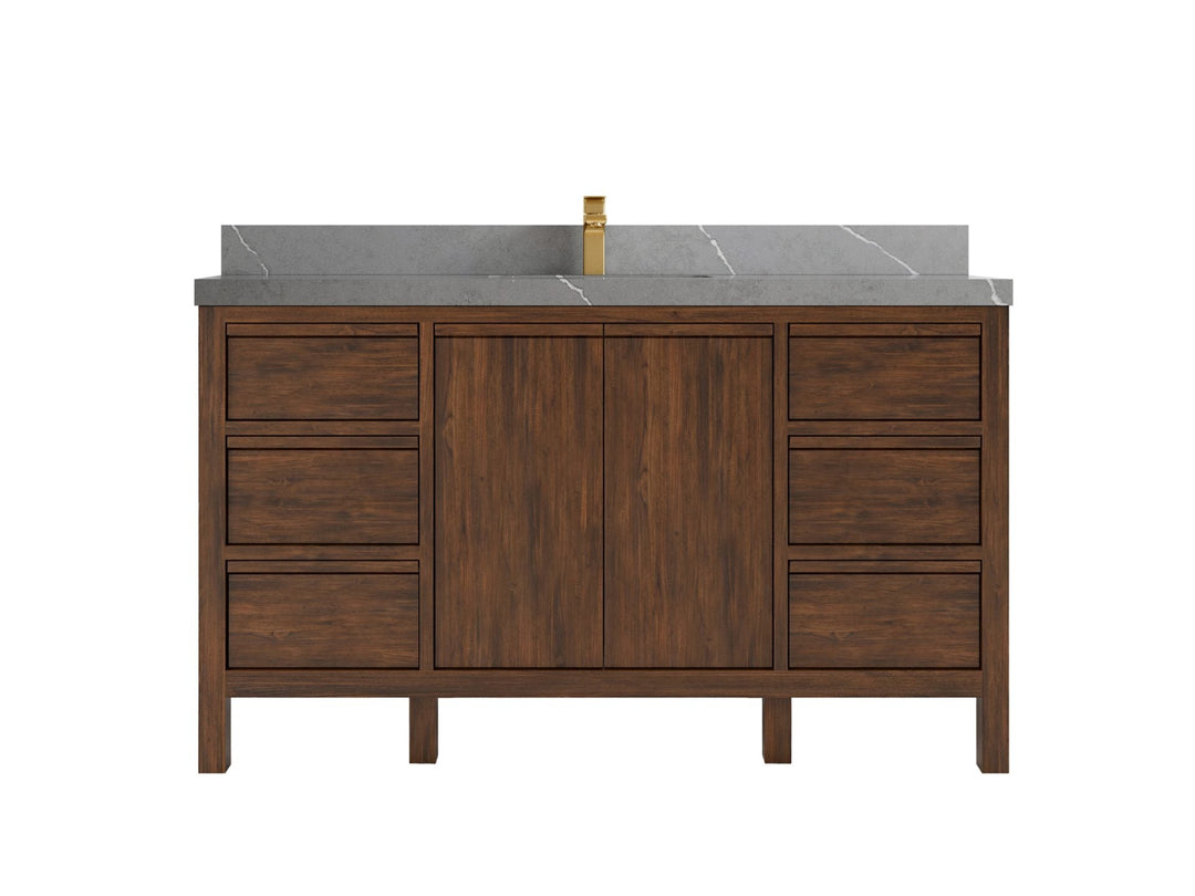 Elizabeth Teak Wood 60 in. W x 22 in. D Single Sink Bathroom Vanity - Willow Bath and Vanity